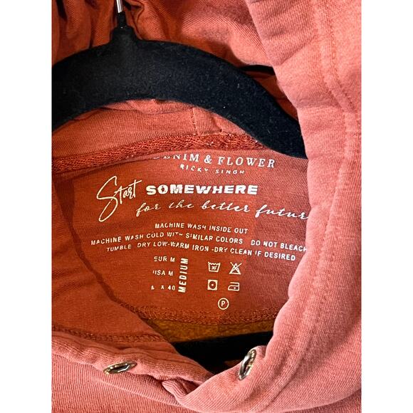Denim & Flower Rust Pullover Hoodie Mens M - Picture 3 of 4